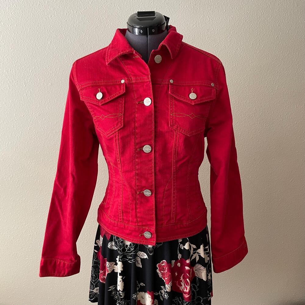 Y2K vintage 2000s Cabi red denim jacket western coastal cowgirl it girl | size M